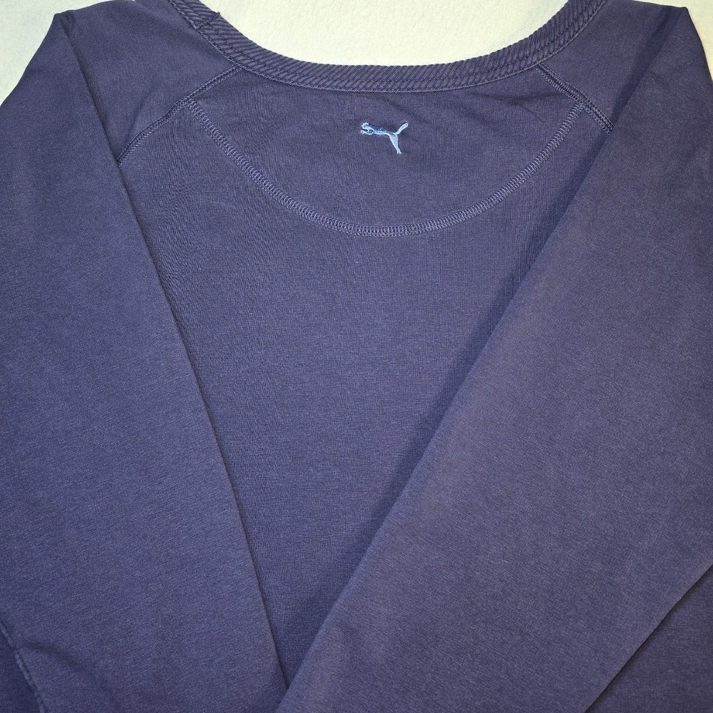 Puma Sweatshirt Wom XL Purple Graphic Pullover Raglan Scoop Neck Distressed Logo - Picture 6 of 8